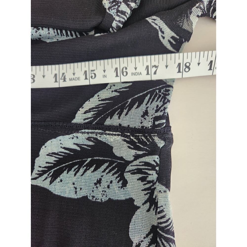 Tommy Bahama silk mesh blouse L lined sheer sleeves palm print Babydoll Y2k Boho - Picture 7 of 9